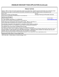 Form DPR818A Disabled Discount Pass Application - California, Page 3