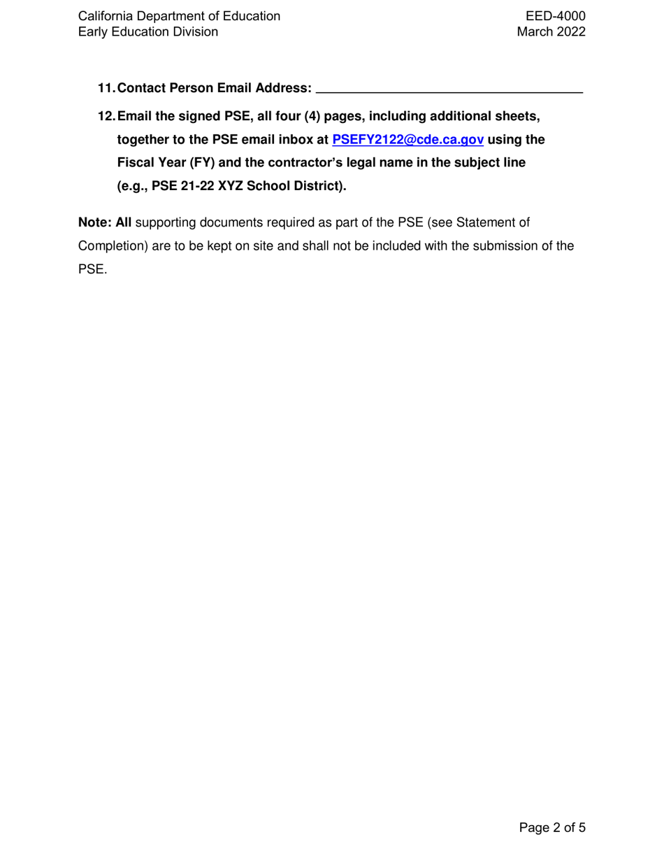 Form EED-4000 Program Self-evaluation Form - California, Page 2