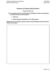Form EED-4000 Program Self-evaluation Form - California, Page 3