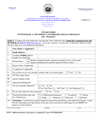 Document preview: Intake Form to Purchase a Unit Hhfdc's Affordable Resale Program - Hawaii