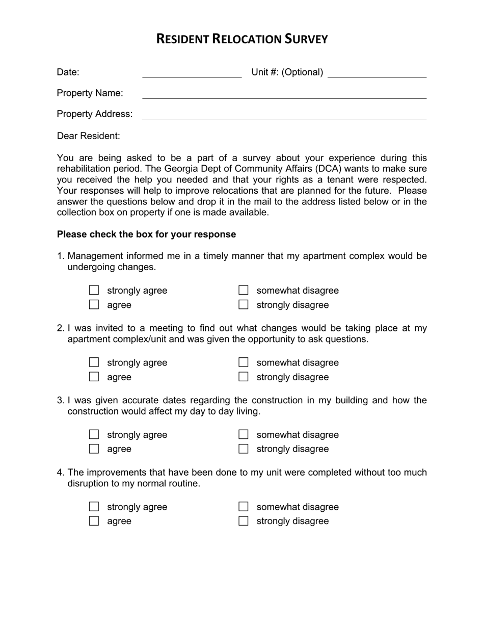 Resident Relocation Survey - Georgia (United States), Page 1