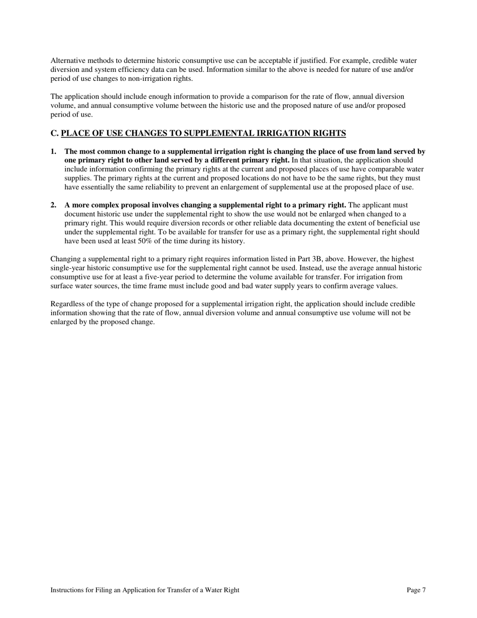 Instructions for Form 42-222 Application for Transfer of a Water Right - Idaho, Page 7