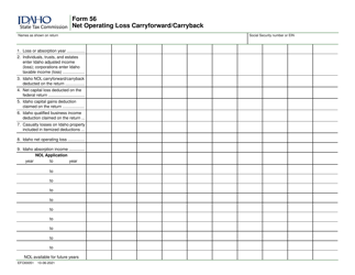 Form 56 (EFO00051) Net Operating Loss Carryforward/Carryback - Idaho