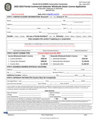 Florida Commercial Saltwater Wholesale Dealer License Application - Florida