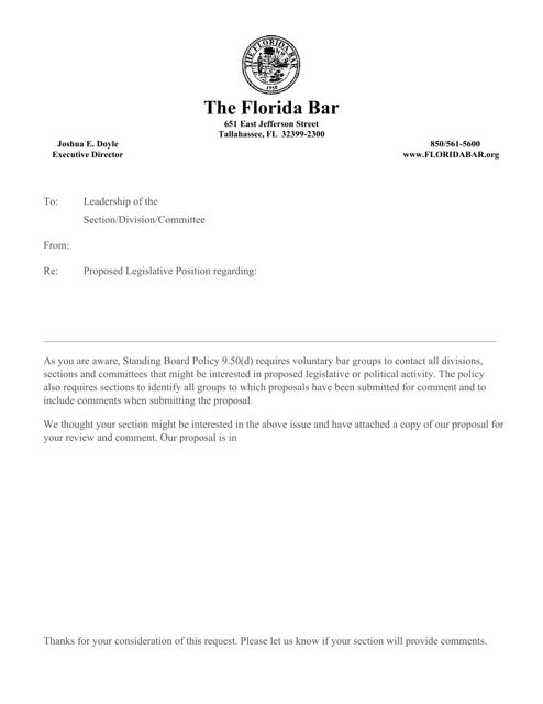 Notice of Position Request to Interested Parties Form - Florida
