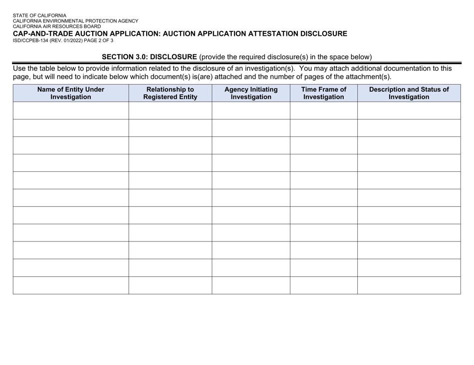 Form ISD / CCPEB-134 CAP-And-Trade Auction Application: Auction Application Attestation Disclosure - California, Page 2