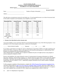 Eligibility to Take Food Home - Federal Food Commodities Program - Delaware