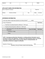 Form 37A-668 Licensed Professional Clinical Counselor Experience Verification for Out-of-State Hours - California, Page 2