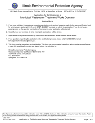 Form IL532-3009 (WPC761) Application for Certification as a Municipal Wastewater Treatment Works Operator - Illinois