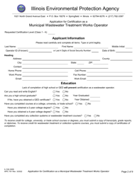 Form IL532-3009 (WPC761) Application for Certification as a Municipal Wastewater Treatment Works Operator - Illinois, Page 2