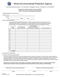 Form IL532 2161 (LPC478) Potentially Infectious Medical Waste (Pimw) Annual Transporter Report - Illinois, 2021
