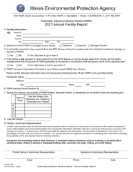 Form IL532 2162 (LPC479) Potentially Infectious Medical Waste (Pimw) Annual Facility Report - Illinois, 2021