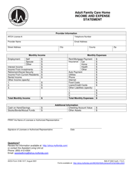 Document preview: AHCA Form 3180-1017 Adult Family Care Home Income and Expense Statement - Florida