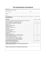 Document preview: Fire Department Assessment - Indiana