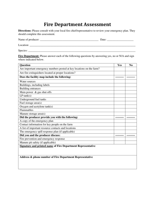 Fire Department Assessment - Indiana Download Pdf