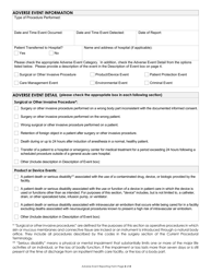 Adverse Event Reporting Form for Accredited Outpatient Surgery Settings - California, Page 2