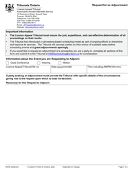 Form 3044E Request for an Adjournment - Ontario, Canada