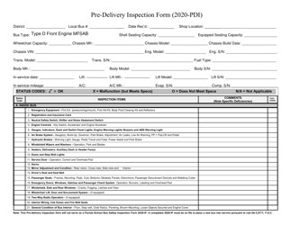 Document preview: Form 2020-PDI Pre-delivery Inspection Form - Florida