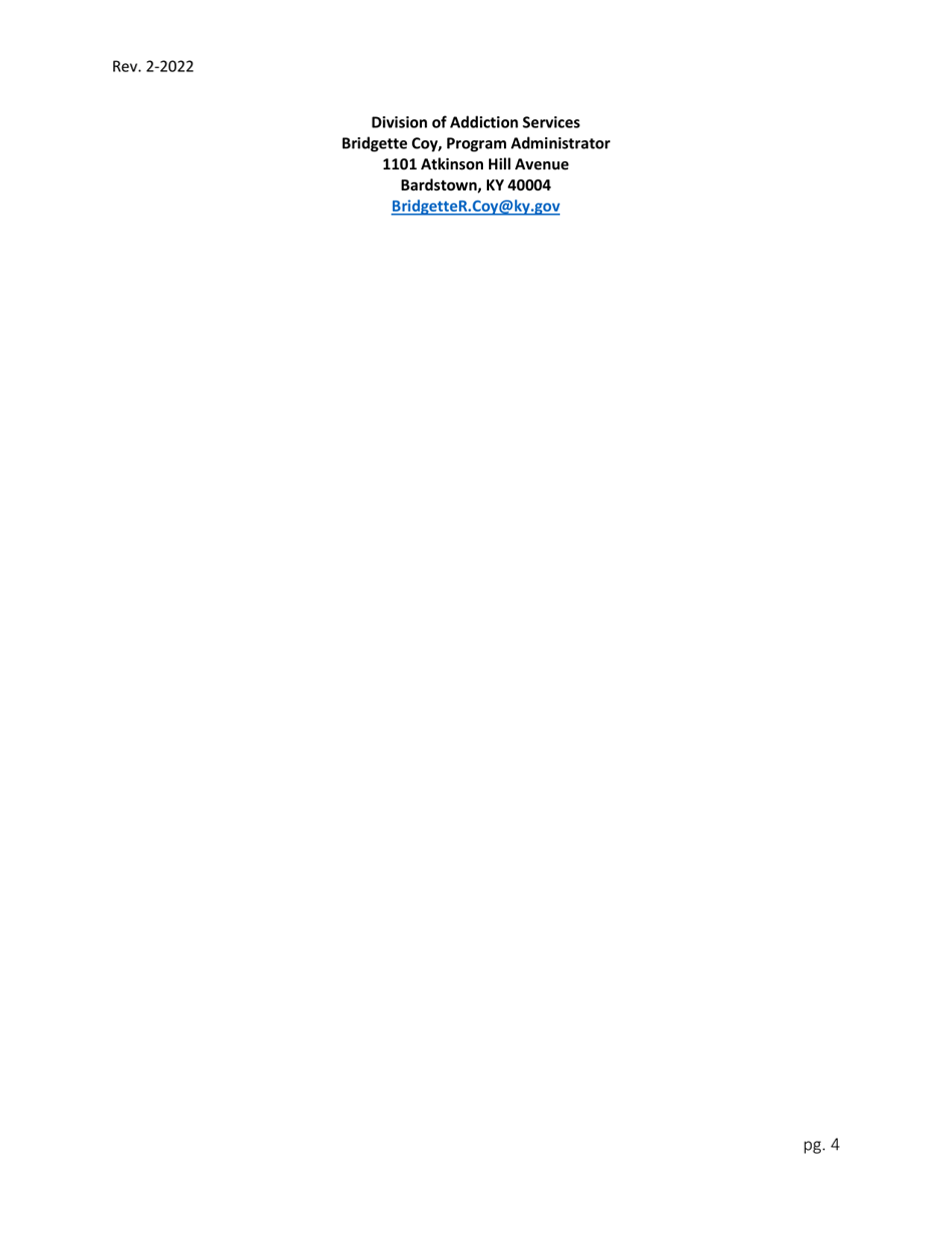 Application for Approved Program Status With the Kentucky Department of Corrections for Substance Use Treatment Providers - Kentucky, Page 4