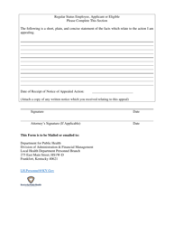 Form CH-41 Request for Appeal - Kentucky, Page 2