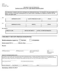 Form CRP-4 Notice of Level of Care Redetermination - Children's Review Program - Kentucky