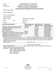 Form DPP-114 Child Caring and Child Placing Level of Care Schedule - Kentucky