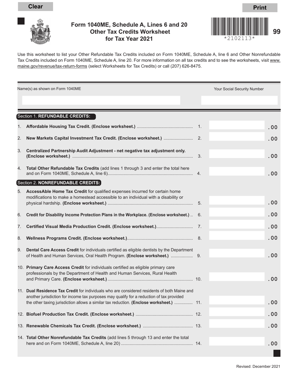 Form 1040ME Schedule A 2021 Fill Out, Sign Online and Download
