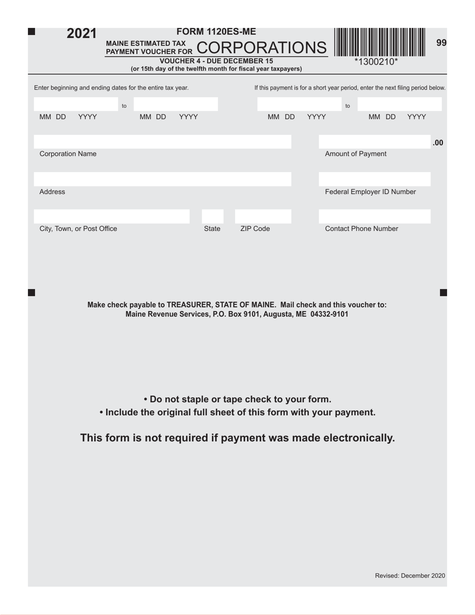 Form 1120ES-ME Maine Estimated Tax Payment Voucher for Corporations - Maine, Page 4