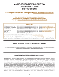 Document preview: Instructions for Form 1120ME Maine Corporate Income Tax Return - Maine