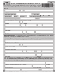 Form 700-SOV Maine Estate Tax Statement of Value - Maine