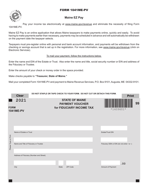 Form 1041ME-PV 2021 Printable Pdf