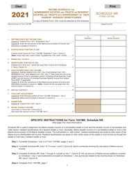 Document preview: Form 1041ME Schedule NR Income Schedule for Nonresident Estates and Trusts or Resident Estates and Trusts With Nonresident or "safe Harbor" Resident Beneficiaries - Maine