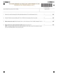 Document preview: Form 1041ME Schedule A Maine Minimum Tax Credit and Carryforward Worksheet - Maine