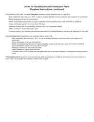 Credit for Disability Income Protection Plans Worksheet - Maine, Page 2