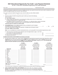 Educational Opportunity Tax Credit Worksheet for Maine Resident &amp; Part-Year Resident Individuals - Maine, Page 2