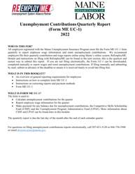 Document preview: Instructions for Form ME UC-1 Unemployment Contributions Report - Maine
