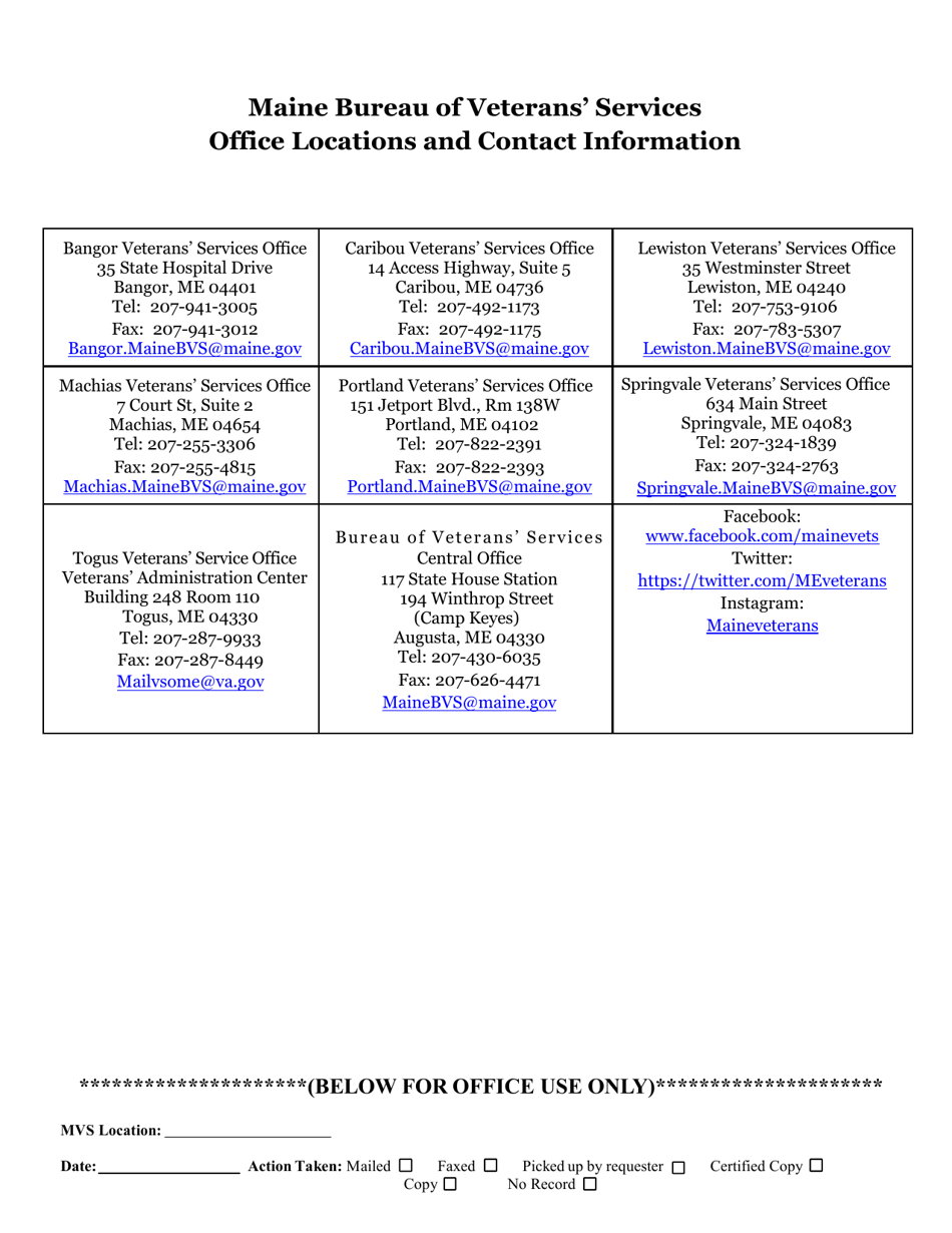 State of Maine Request Form - Maine, Page 2