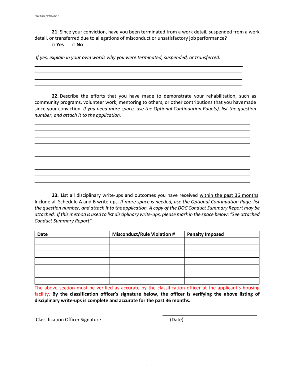 Louisiana Application for Clemency Commutation of Sentence Fill Out