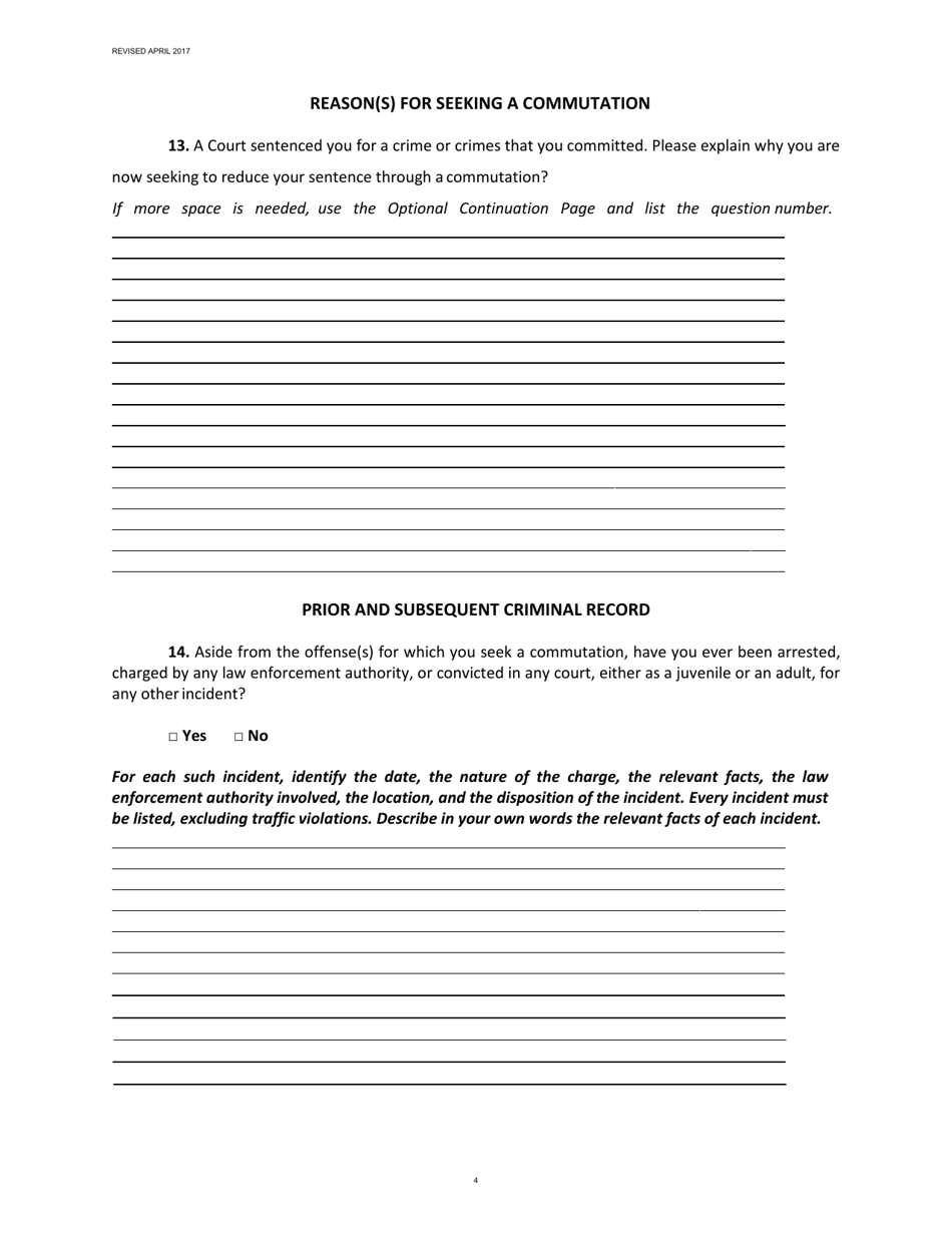 Louisiana Application for Clemency - Commutation of Sentence - Fill Out ...