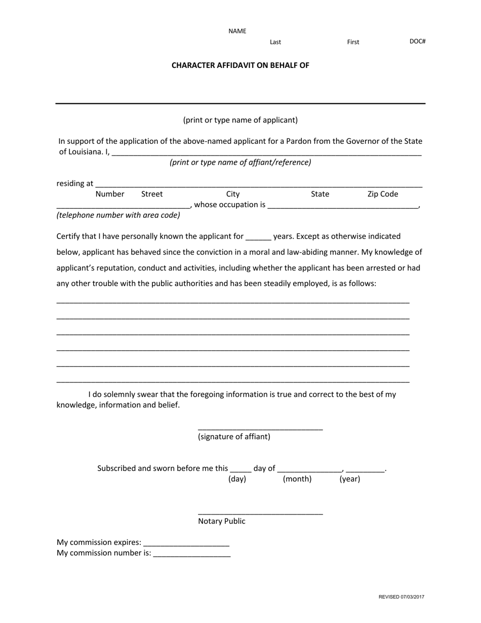 Louisiana Application for Pardon Consideration Fill Out, Sign Online
