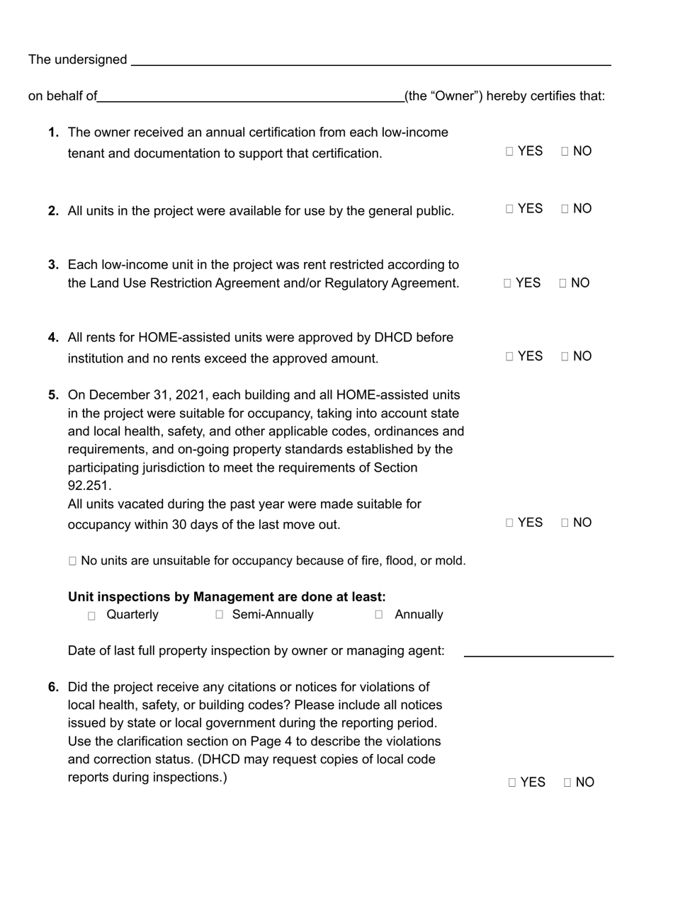 Owners Certificate of Continuing Compliance - Home Investment Partnership (Home) Program - Maryland, Page 2