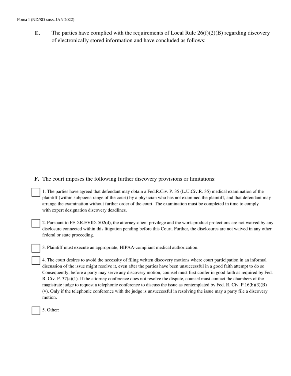 Form 1 Case Management Order - Mississippi, Page 3