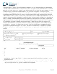 Authorization to Obtain or Release Health Care Information - Iowa, Page 2