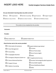 Family Caregiver Services Intake Form - Iowa, Page 2