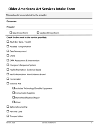 Older Americans Act Services Intake Form - Iowa, Page 3