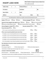 Document preview: Older Relative Caregiver Services Intake Form - Iowa, 2023