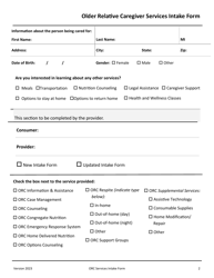 Older Relative Caregiver Services Intake Form - Iowa, Page 2