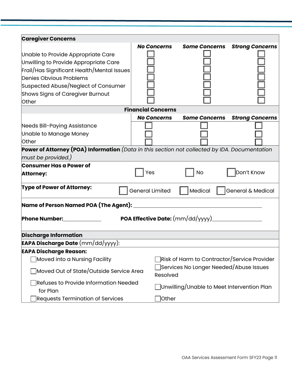 Oaa Services Assessment Form - Iowa, Page 11