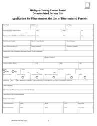 Form MGCB-AD-1050 Application for Placement on the List of Disassociated Persons - Michigan, Page 5