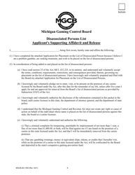 Form MGCB-AD-1050 Application for Placement on the List of Disassociated Persons - Michigan, Page 8